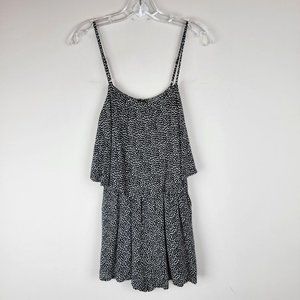 Gilli Black White Adjustable Strap Ruffle Layered Pockets Romper Size S